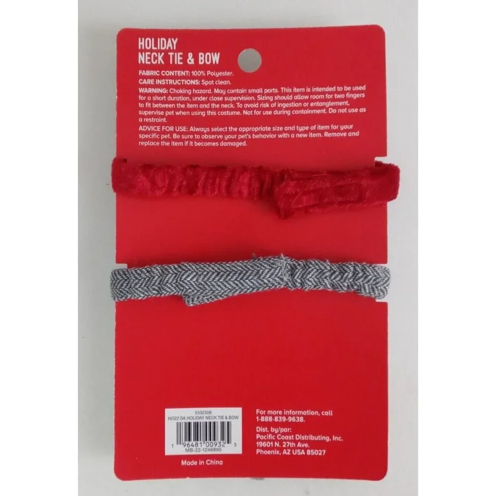 New Merry & Bright Holiday Neck Tie and Bow for Small Animals Guinea Pig